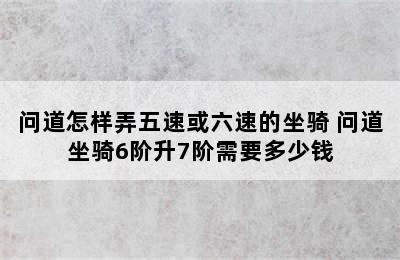 问道怎样弄五速或六速的坐骑 问道坐骑6阶升7阶需要多少钱